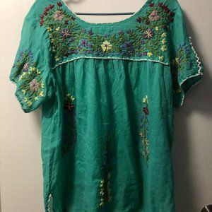 Hand-Embroidered Mexican Blouse